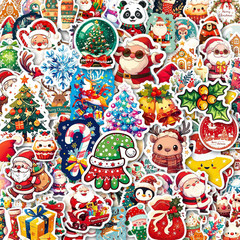 100PCS Christmas Stickers, Thickened Backing Christmas Stickers, Vinyl Xmas Part