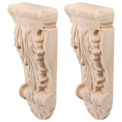 2Pcs Decorative Wooden Carved Applique Corner Moulding Trim for Home Decor