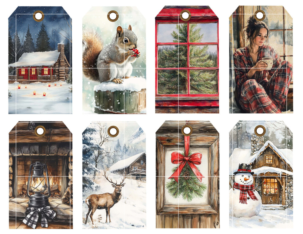Winter Cabin Pg 2 Ephemera Collage Supplies Scrapbook Junk Journal Card Topper
