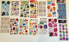 Sticko Stickers, Birthday Theme Lot, Mostly Loose sheets, 14 Sheets, NICE LOT!
