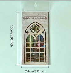 10PC XL P.E.T. Stained Glass Church Window Stickers- Scrapbook, DIY Crafts