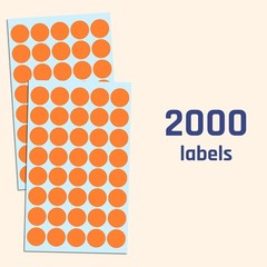 Bright Orange 2000 Pack 3/4″ Round Dot Stickers – Versatile Self-Adhesive Labels