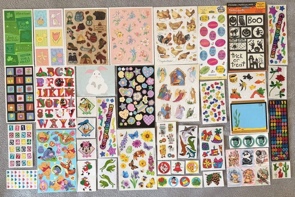 Lot of 38 Vintage Stickers & Sticker Sheets New Out Of Package