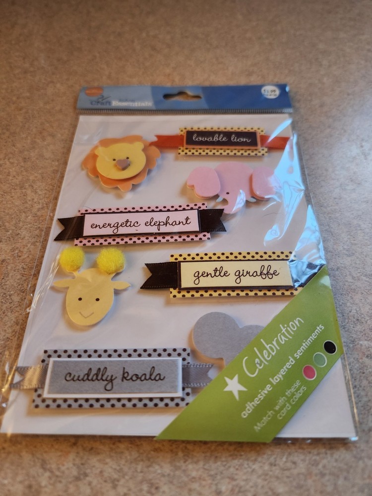 JoAnn Craft Essentials~Layered Safari Animals~Dimensional Stickers