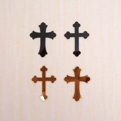50Pcs/Lot Acrylic Cross Stickers Black Gold Silver Mirror Wedding Birthday Bapti