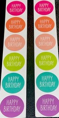 HAPPY BIRTHDAY✨12✨STICKERS✨🎉🎂🎈🎁🛍️✨8 1/2” X 1 1/4”✨🥳✨1 1/4”✨each ☝️✨🎈🎂🥳