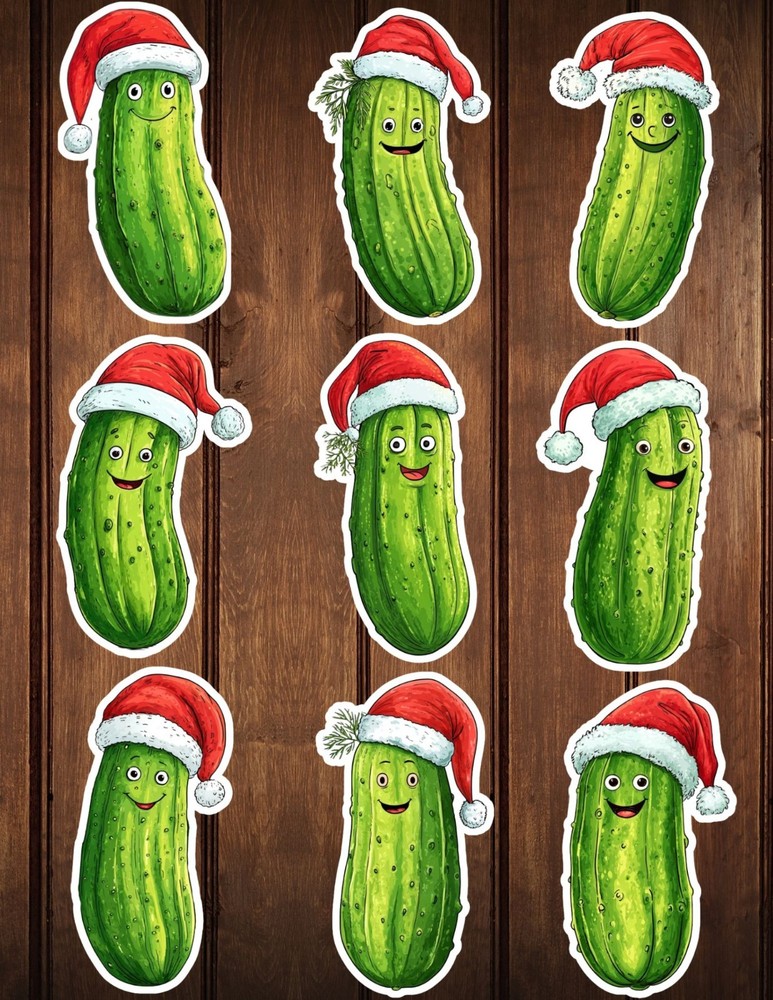 Christmas Pickle Die Cut Vinyl Stickers Scrapbooking Laptop Waterbottle