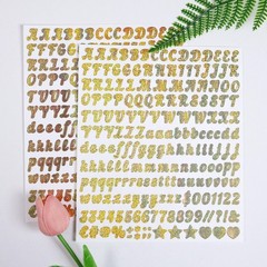 10 Sheets Letter Number Stickers, 1/2 Inch Self-Adhesive Vinyl Alphabet Gold