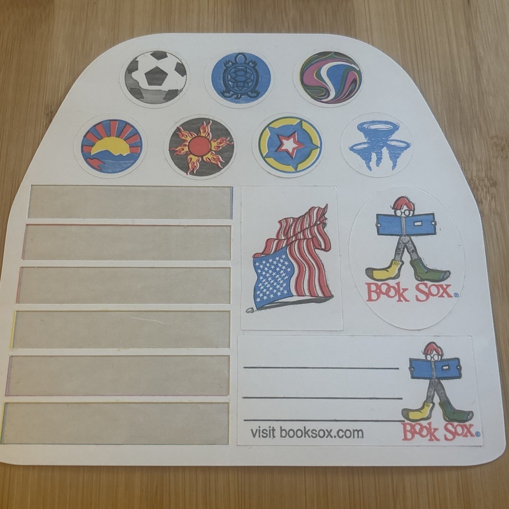 Vtg Book Sox Stickers 90s Flag Soccer Sun Turtle Tornado Star
