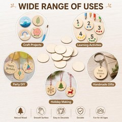 100 Pcs Unfinished Wood Circles 1.25 Inches Small Round Wooden Discs Wood Pie…