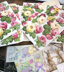 Scrap Book Album Misc Lot 3D Flower Stickers Paper Frames Card Stock Journaling