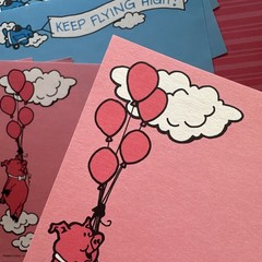 Vintage 90s Highlights 1993 Note Stationary Paper Sheets Balloon Pig & Plane