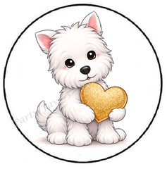 30 DOG WITH HEART IN MOUTH ENVELOPE SEALS LABELS STICKERS PARTY FAVORS 1.5″
