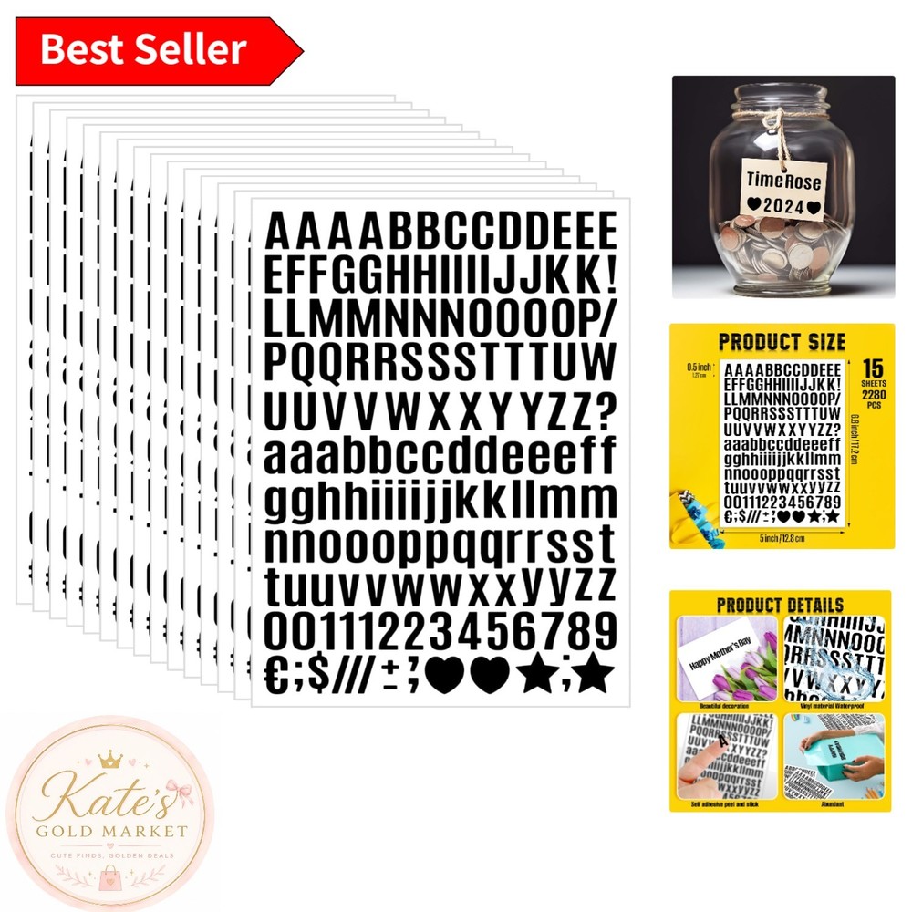 15 Sheets of 0.5 Inch Black Vinyl Letter Stickers – Creative Crafting Essentials