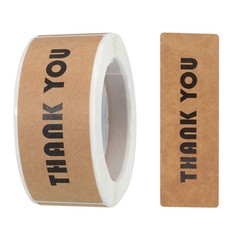 1 Roll 1×3 Inch Thank You Stickers Adhesive Rectangle Gift Seal Label