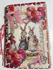 valentines junk journal scrapbook tassel pen clip 62 pages rabbit couple 1 sig