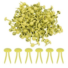 300 PCS Paper Brass Fasteners Split Pins Pastel Mini, Yellow, 4.5 x 8 mm