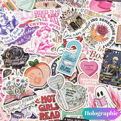 150 Pcs Holographic Romance Book Stickers Waterproof Vinyl for Kindle & Laptop