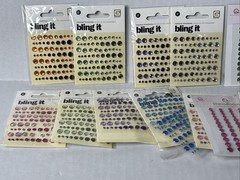 Self-Adhesive Rhinestones Lot Green Purple Silver Blue Amber Black Gold Orange