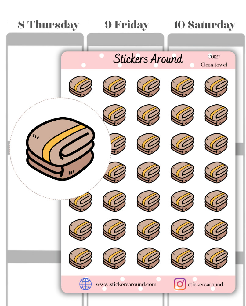 Clean Towel Icon Planner Sticker, Fresh Towel Sticker, Chores Sticker, Calendar