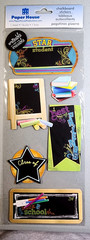 Paper House Back To School 3D Chipboard Stickers Chalkboard Scrapbook Student