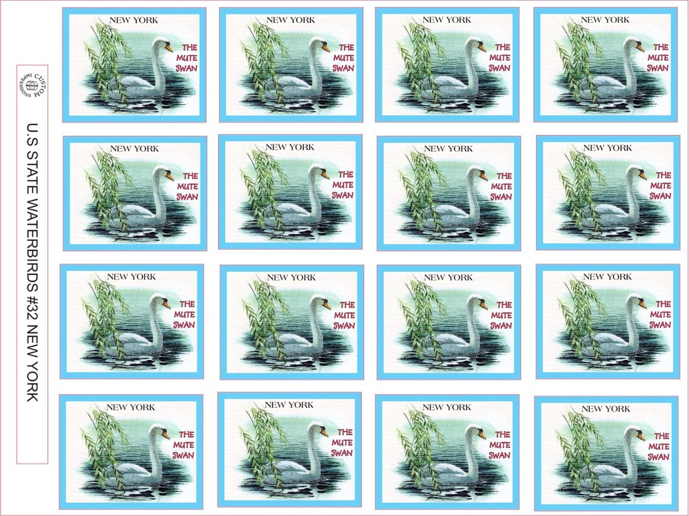 NEW YORK STATE WATERBIRD – THE MUTE SWAN – 16 PER SHEET