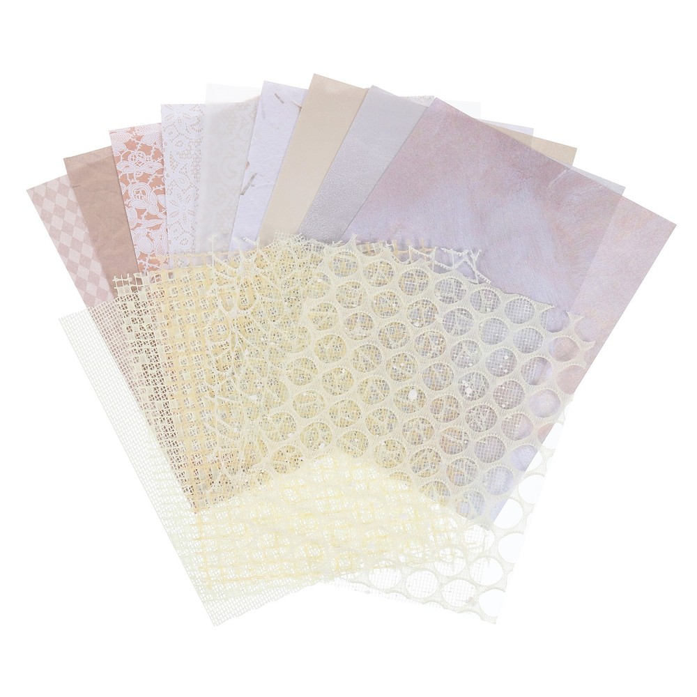 7.1×5.2″ Scrapbook Texture Paper with Mesh Fabric, Yellow 15pcs