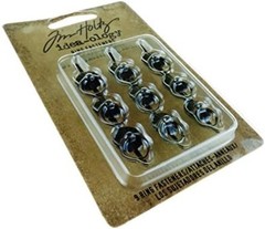 Ring Fasteners, 9 Brad Fasteners with Fluted Tops and Attached Jump Rings, Ni…