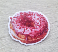 Donut Food Sticker Pink Sprinkles Delicious Dessert Snack 1 Pc