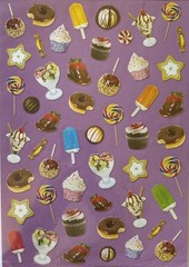 DESSERT FOOD Stickers(50pcs) •Cupcake•Donuts•Cookies•Ice Cream•Candy•Card Making