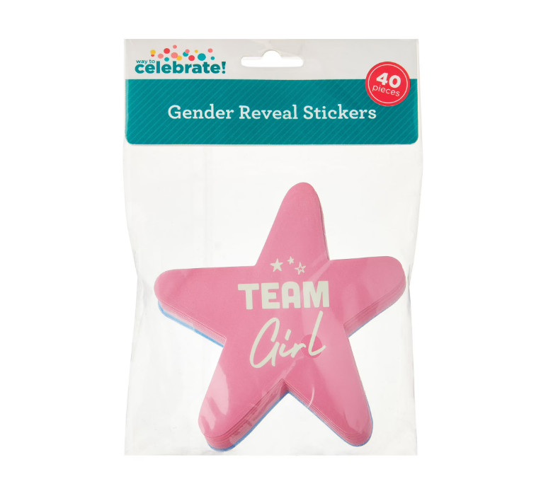 Team Boy or Team Girl Gender Reveal Stickers, 40 Pieces, by Way To Celebrate