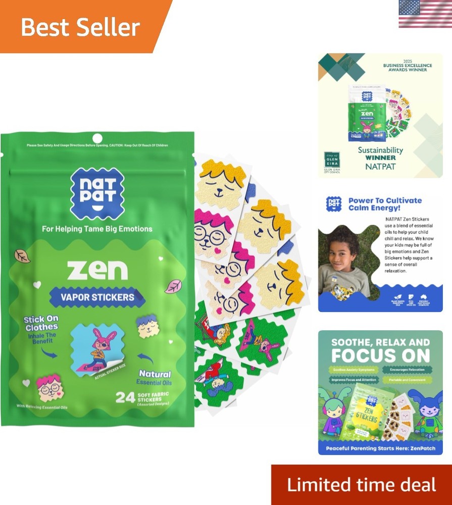 BuzzPatch Natural Mood Calming Stickers for Kids – 24 Safe Essential Oil Patches