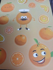 New Scratch and sniff Orange Scented stickers sheet