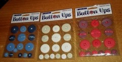 3 PKGS.STICKO BUTTON UPS Adhesive buttons ~ 1 pkg each Red, White and Blue