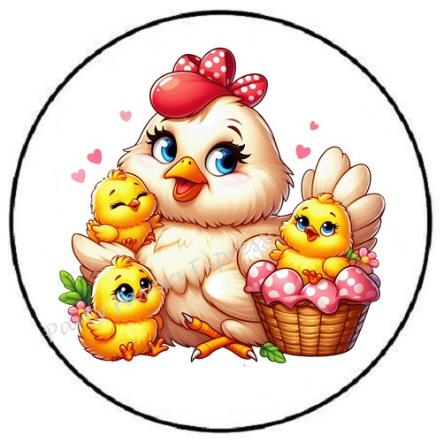 ADORABLE CHICKEN WITH CHICKS ENVELOPE SEALS LABELS STICKERS PARTY FAVORS