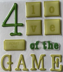 LOVE OF THE GAME Phrase Cafe Epoxy Title Stickers(11pc)Sticko•Sport•Admit One