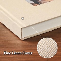 Pssoss Linen Scrapbook Album 8×8 DIY Photo Memory Book 40 Pages Beige Hardcover