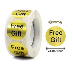 «Free Gift» Sticker Adhesive Label Gold Foil Food Packaging 1 inch 500pcs/Roll