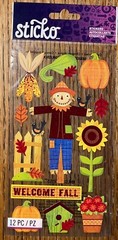 STICKO Welcome Fall ScareCrows Sunflowers Harvest Season Pumpkins Corn Stickers