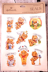 Vtg 1981 HALLMARK Teddy Bears 4 Sticker Sheets w/ Sentiments—SEALED