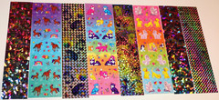VINTAGE LOT LISA FRANK STICKER STRIP BUBBLE CRYSTAL PRISM HORSES KITTIES PUPPIES