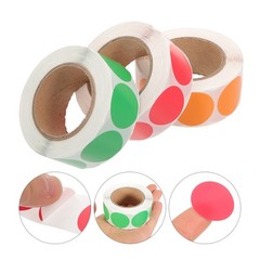3 Rolls Round Labels Colorful Dot Stickers Coloured Sticky Circle Thermal