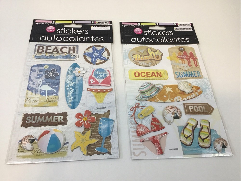 Special Moments 3-D Stickers Ocean Summer Pool Sandals Suit Scrapbooking 2 Packs