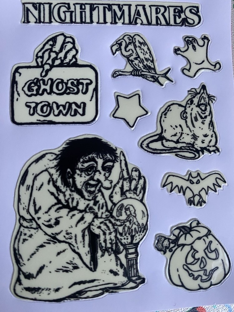 Vintage Very Rare Nightmares Glow In The Dark Sticker Sheet 4×3 Inches Kodak
