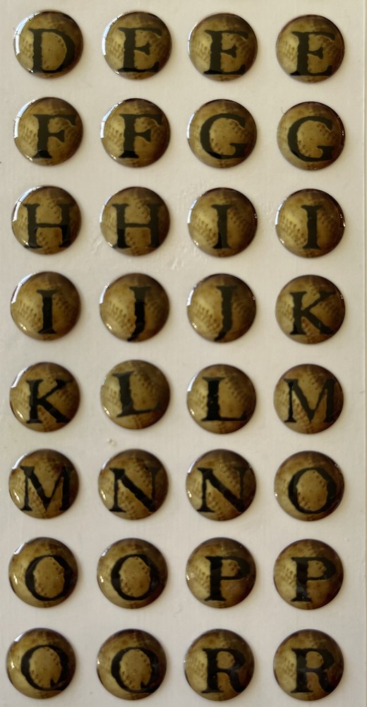 BASEBALL LETTER Epoxy Stickers (60pc)Frances Meyers•Alphabet •Upper-Case•Sports