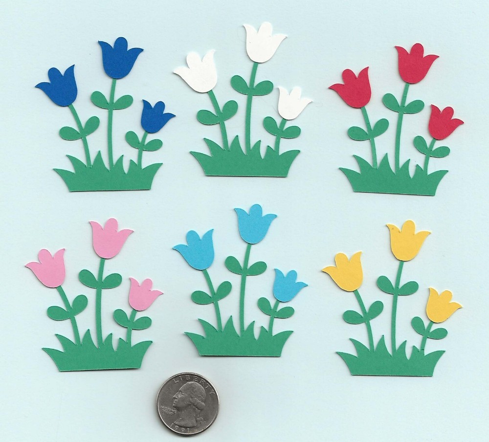 Tulip Die Cuts, 2.25″ tall 6 pcs. Flower Die Cuts, Scrapbooking, Garden Die Cuts