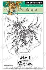 New Penny Black Rubber Stamp clear GIRL FREE SPIRIT SET