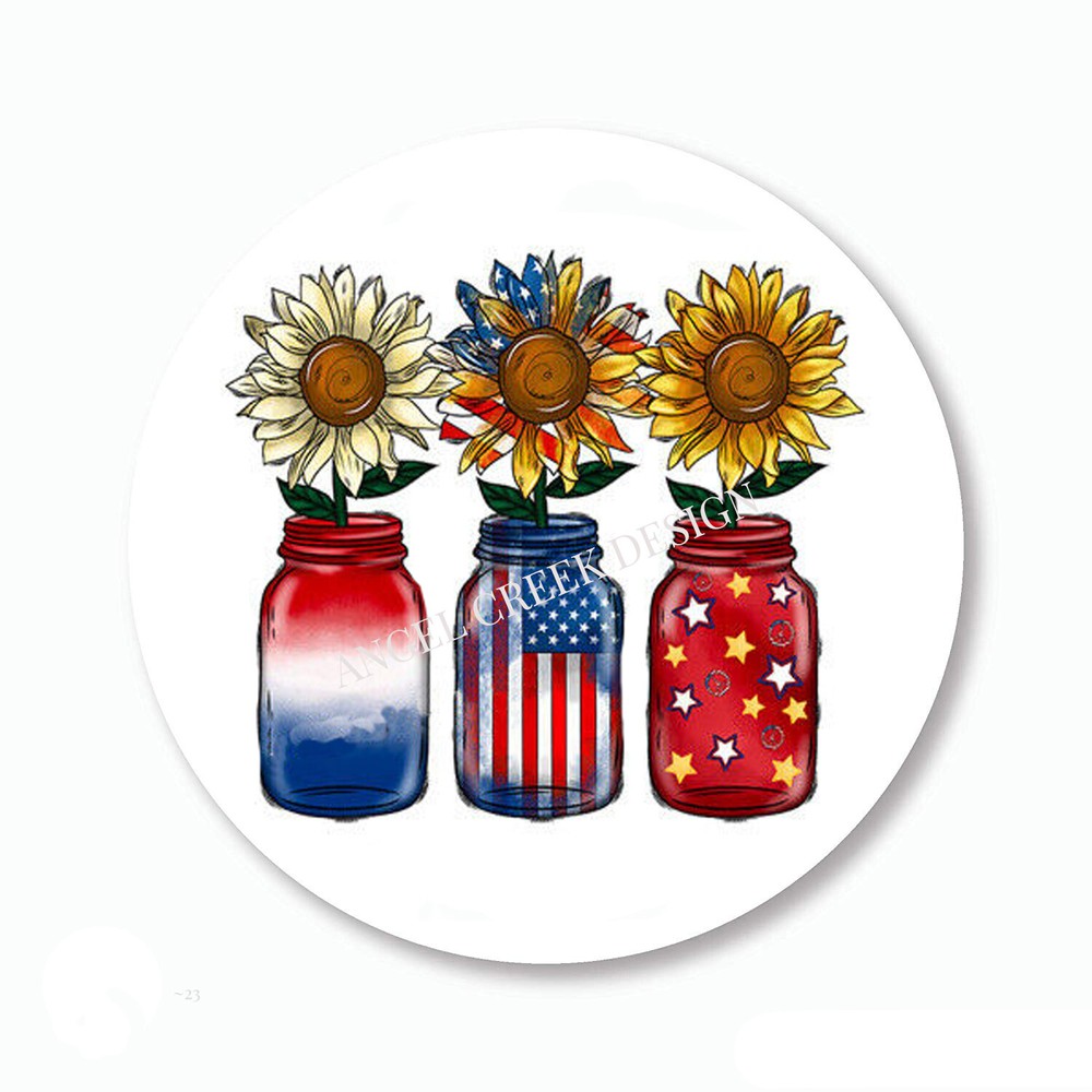 Americana Sunflowers July 4th Favors Labels Stickers Patriotic Envelope Seals