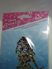 Disney Princess Bling Stickers Cinderella and Belle 6×3 3/4 inches NIP