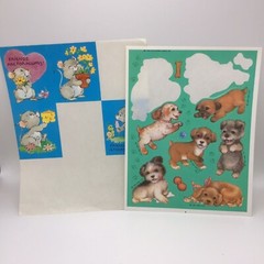 Vintage Animal Stickers Dogs Mice Lot 2 Partial Sheets Scrapbooking Hallmark AGC